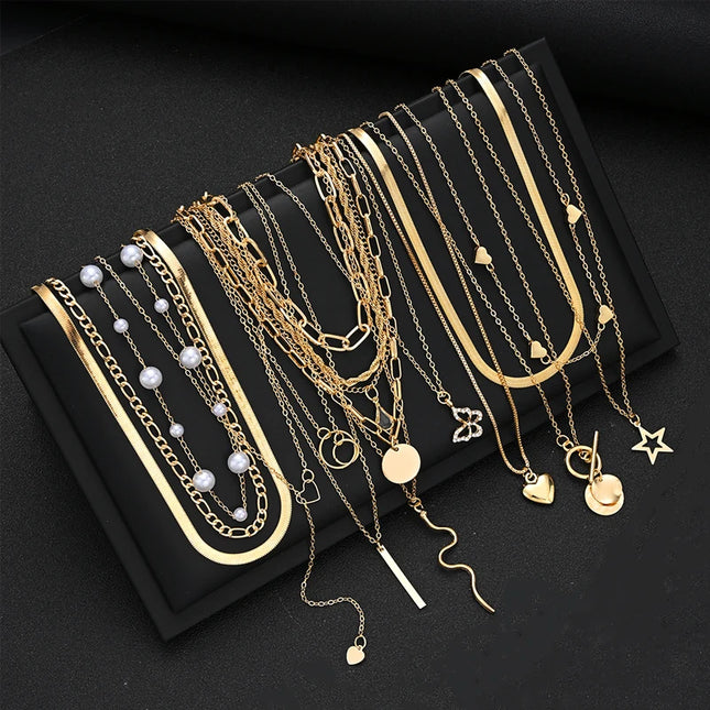 Elegant Vintage Minimalist Gold Color Heart Pearl Necklace Set and Bracelet For Women Holidays Party Date Daily Wear Jewelry Set