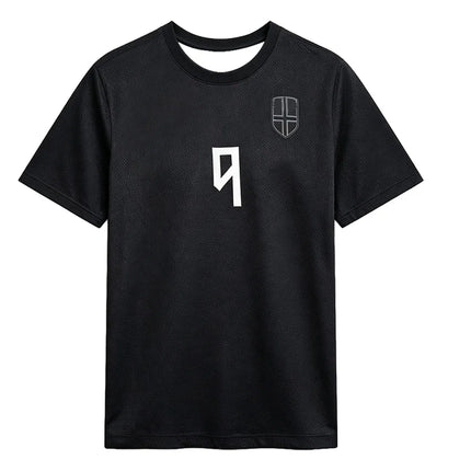 Haaland Norway Name & Number 9 T-Shirt Black Breathable Quick Dry Mesh Jersey Round Neck Casual Short Sleeve Unisex Tees T Shirt
