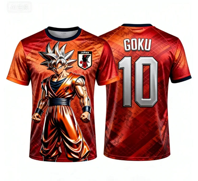2026 Summer New Adult Men's Dragon Ball Goku 3D Printed Football Jersey T-Shirt Kids Anime T-Shirt Special Football Jersey NO.10