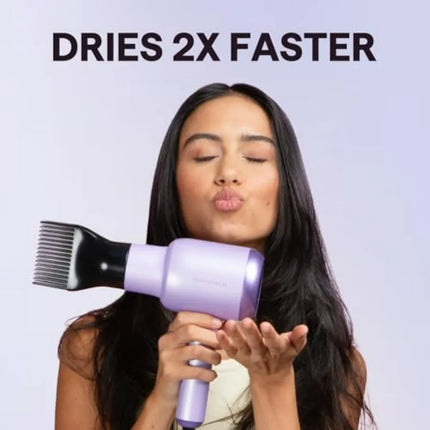 Blow Dryer with Diffuser for Curly Hair, Purple Ceramic Ionic 1875W Fast Drying Hair Dryer with Comb 3 Attachments, Light and Q