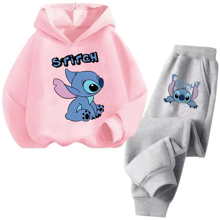 Manga Children Hoodies Stitch Kawaii Pullover Sweatshirt Anime Trucksuit Manga Cartoons Girls Boy Kids Autumn Casual Clothes