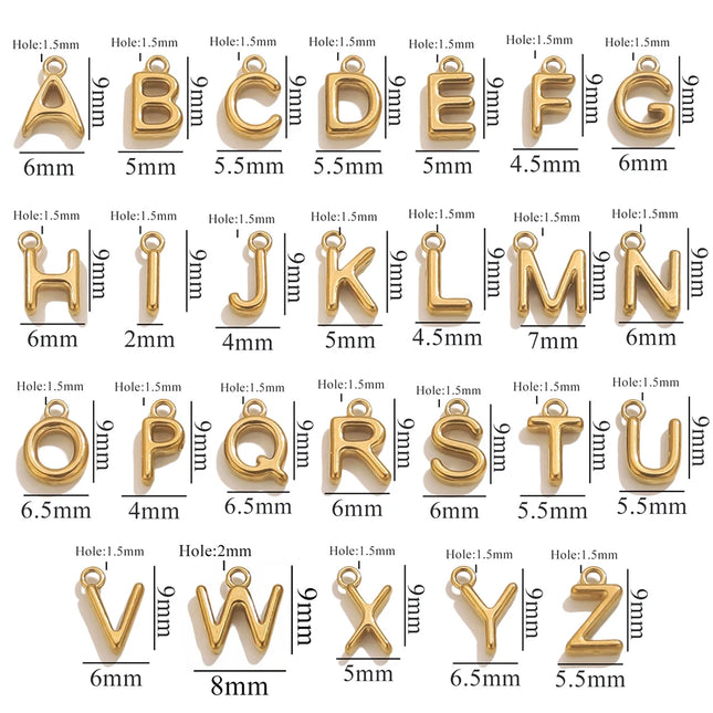 10pcs Stainless Steel A-Z Letter Charms For Necklace Bracelet English Alphabet Initial Letter Pendants Jewelry Makings Wholesale