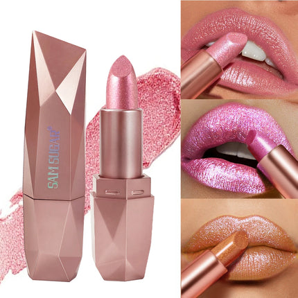 SAM SUGAR  6-color dazzling gold moisturizing long-lasting lipstick Diamond pearl fine sparkle color lipstick