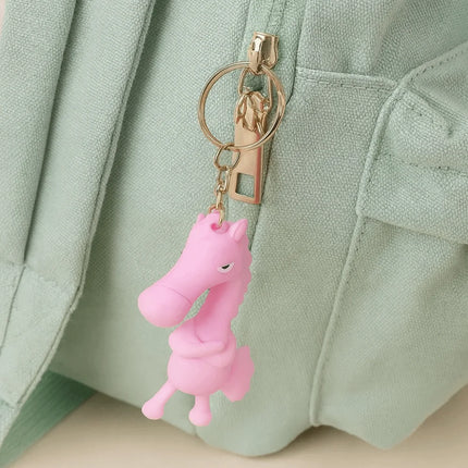 Funny Cartoon Horse Keychain Cold-Hearted Simulation Black Horse Bag Ornament Decorative Hanging Car Pendant Car