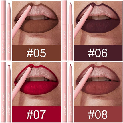 12-Pack Velvet Matte Lip Liner Pens Easy Coloring Lip Outline Pen Long-lasting Moisturizing Lip Makeup Women's Beauty Tools