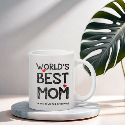 World's Best Mom 11oz Ceramic Coffee Mug - Insulated, Reusable & Dishwasher Safe - Perfect Gift for Mother’s Day, Birthdays & Ch
