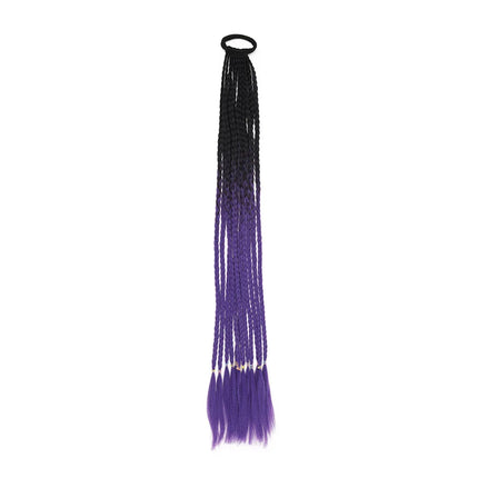 Braided Ponytail Extension Synthetic Colorful Hair Extension For Women 24inch Rainbow Hair Braids Extensions