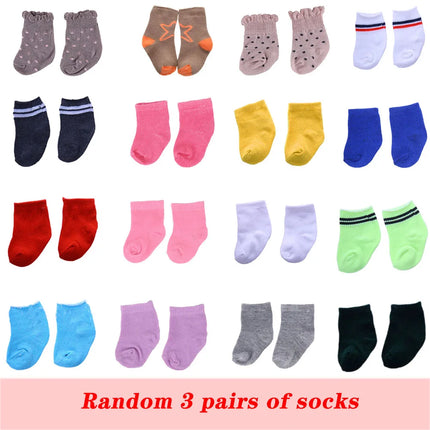 Pop Solid Color Striped Stocking For 18Inch American Doll&43Cm Reborn Baby Doll Clothes Accessories,Our Generation Girl's Toys