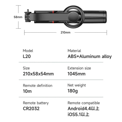 Magnetic Extendable Selfie Stick Tripod Holder Stand with Bluetooth Wireless Remote for Magsafe IPhone Android Portable Mount