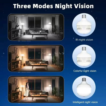 V380 Pro 6MP WiFi E27 Bulb Security Spotlight Camera Full Color Night Vision Two-Way Voice 360° Panoramic Surveillance Camera