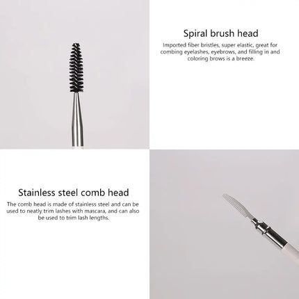 1pc Dual ended Brow Comb Makeup brush Eyebrow Make up brushes stainless steel Eye Lashes roller Eyelashes white Beauty tool 591