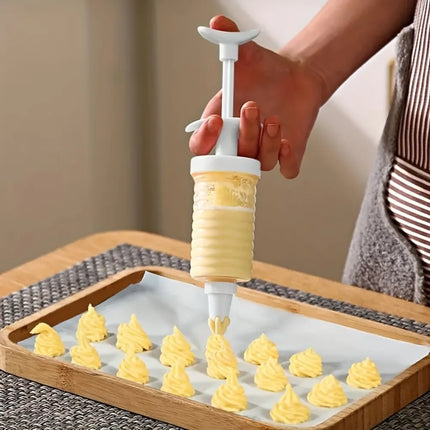 8pcs/Set Plastic Cream Squeezer Set Nozzle Dispenser Kitchen Icing Piping Tool with Various Nozzles for Cake Dessert Decoration