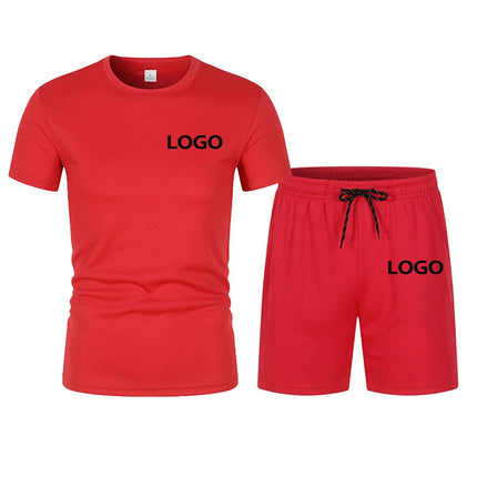 Custom Print DIY Men's Summer T-Shirt Casual Mesh Set Sports Jogging Duo Set Breathable Fast Drying Gym Shirt Football Shirt
