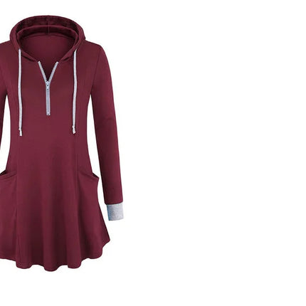 Autumn Loose-fit Hooded Color Blocking Long Sleeve Women's T-shirt Pullover Autumn Collection Casual Fashion Top