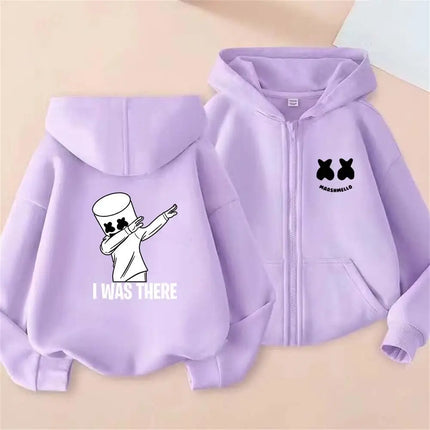 DJ Marshmello Print Kids Spring Autumn Pullover Zipper Hooded Sweatshirts 2-13 Years Boys Girls Fashion Casual Top Clothing