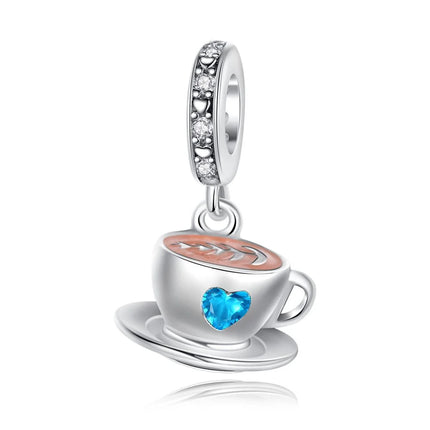Classic 925 Sterling Coffee Cup Charms Tea Cup Beads Fit Original Bracelet Necklace Pendant Women Bracelet DIY Fine Jewelry Gift