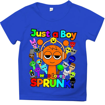 Summer Game Sprunki Incredibox Cartoon Print Cotton Kids T-Shirts Boys Casual Short Sleeve Baby Girls Clothes Children Tee Tops