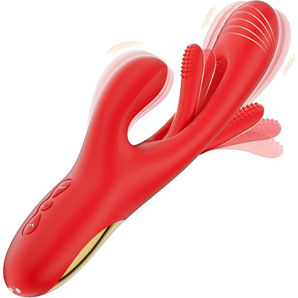 3 in 1 Female Masturbation G Spot Vibrator Stick Dildo 21modes Rabbit Massger USB Rechargeable Tapping Vibrator Adult Sex Toy
