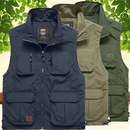 Men's Quick Dry Thin Casual Vest Lightweight Breathable Outdoor Fishing Photography Multi-Pocket Comfortable Vest Top