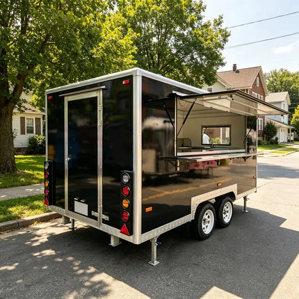 Customizable Mobile Food Truck Cart, Lemonade Crepe Bakery Food Trailer Equipped With Complete Kitchen Gear