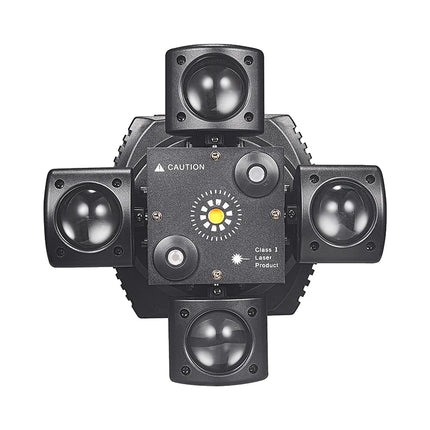 Mini Moving Head Stage Effect Light 4 Arm DMX Sound Control LED RGBW Beam Red Green Laser Strobe 3 in 1 For Disco DJ Party Bars