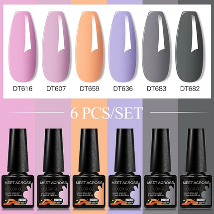 6pc Nail Gel Polish Set DIY Nail Art Semi Permanent UV LED Gel Kit For Nails Decoration Manicure Soak Off Painting Vernis Design