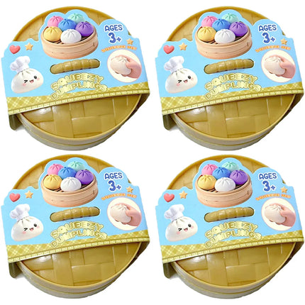 NEW Realistic Giant Dumpling Squishes Squeeze Toy with Steamer Soft TPR Dough Ball Decompression Fidget Toy Funny Creative Gift
