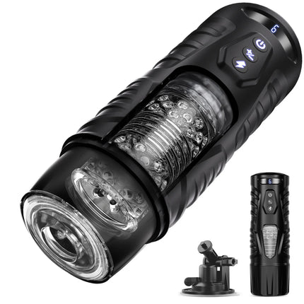 7 Thrusting 7 Rotating Mode Male Masturbator Sex Toy Pocket Pussy Hands Free Sex Machine LCD Display Visual Window Mounting Base