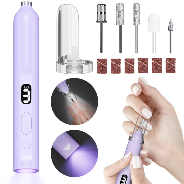 2in1 Professional Electric Nail Drill Kit with UV Nail Light, Portable Nail Machine for Acrylic Gel Nail, Manicure Pedicure Tool