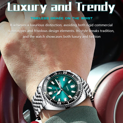 POEDAGAR Business Men Watch Date Week Waterproof Luminous Luxury Man Wristwatch Sports Stainless Steel Men's Quartz Watches Male