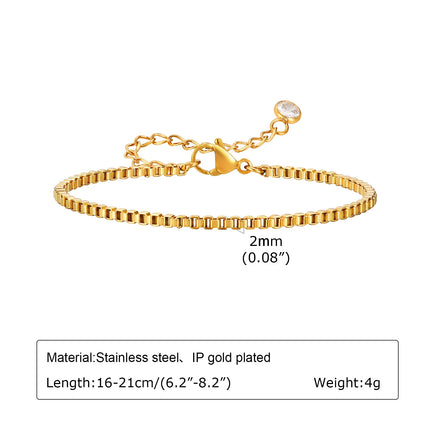 Non Tarnish Stainless Steel Bracelet Gold Plated Stackable for Women, Thin Herringbone Chain Bracelet Waterproof Jewelry Gift
