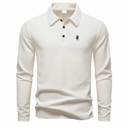 High-end fashion polo shirt, embroidered, long-sleeved, men's clothing, new autumn collection, comfortable and breathable, casual brand T-shirt