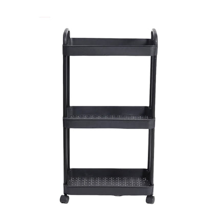 Plastic Rolling Utility Cart with Handle Storage Trolley for Office, Living Room, Kitchen, Movable Storage Organizer with Wheel