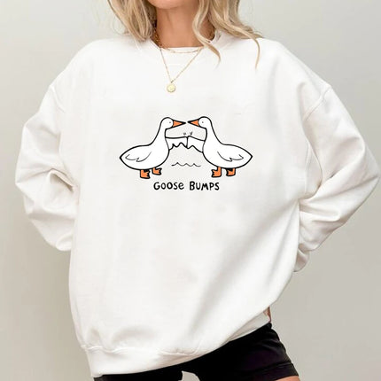 Goose Bumps Sweatshirt Funny Silly Goose Graphic Hooded Sweatshirts Harajuku Fashion Pullover Streetwear Women's Clothing