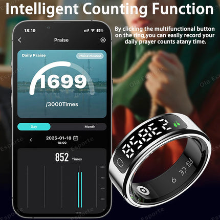 2026 New Video Control GPS Motion Smart Ring LED Display Heart Rate&Blood Oxygen Smartring IP68&5ATM Waterproof Sports Smartring