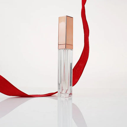 10/20/30/50/100pcs Empty 5ml Square Rose Gold Cap Lip Glaze Tube High-end Make-up Lipstick Packaging Tube Clear Lip Gloss Tube
