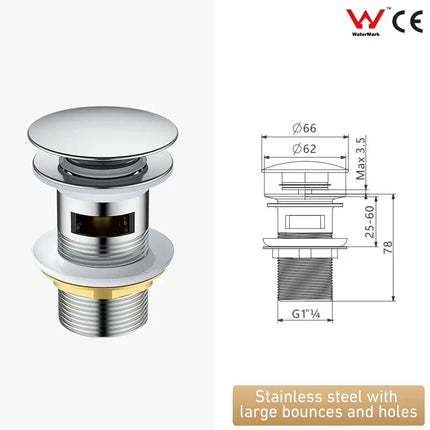 Washbasin Copper Spring Launching Device Bathroom Sink Basin Pressing Mushroom Head Dewatering Device Table Basin Drainage Acces