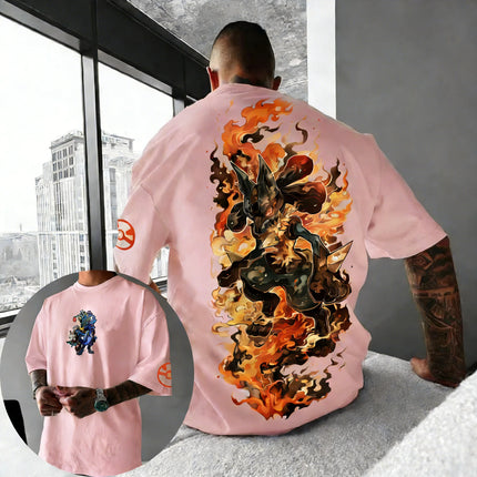 Pokemon  Anime Men and Women Summer T-shirt New Lucario Creative Printed Street Hip Hop Loose Casual Y2K Parent Child Top