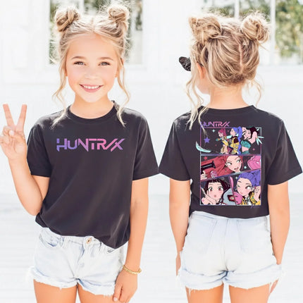 Huntrix Girls' Rumi Zoey Mira Graphic Print T-Shirt for Teens and Toddlers Spring/Summer Demon Hunter T-Shirt