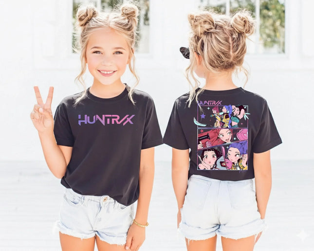 Huntrix Girls' Rumi Zoey Mira Graphic Print T-Shirt for Teens and Toddlers Spring/Summer Demon Hunter T-Shirt