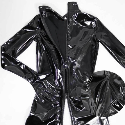 Zipper Open Crotch Full Body Leather Sexy Hot Lingerie Porno Underwear Women Adults Sex Suit Bodysuits For Sexual Activity 18+