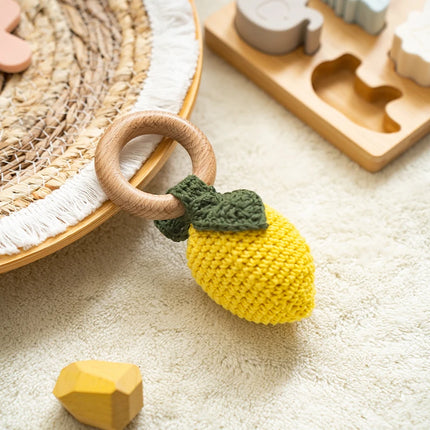 1PC Baby Fruit Crochet Rattle Toys Wooden Bracelet Lemon Cherry Design Rattles Music Toy for Toddlers Teether Toys Newborn Gifts