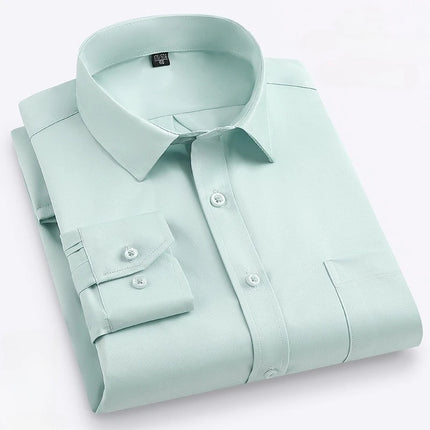 Men's Purple Long-Sleeve Shirt for Commuting: Non-iron, Wrinkle-resistant, Slightly Stretchy, Quick-drying Casual Shirts.