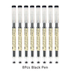 8pcs black pen / 0.35mm