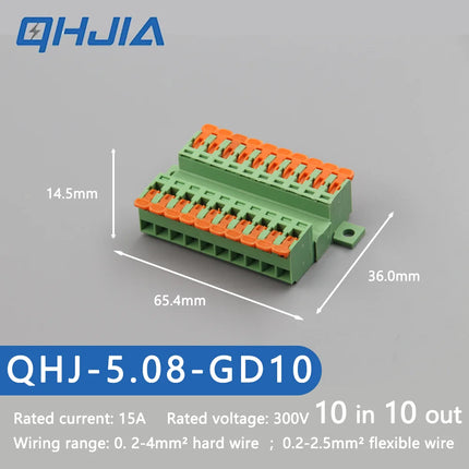 5.08 Threaded Terminal - Welding Free Docking  Handle Spring Plug Quick Connect Suitable for LED Terminal Blocks