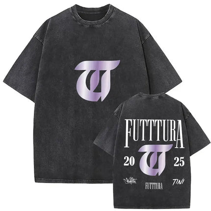 Singer Tini Stoessel Futtura Album 2025 Graphic T Shirts Men Women Fashion Casual Washed Vintage T-shirt Fans Gift Streetwear