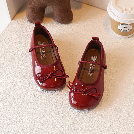 Girls' Loafer Shoes Round-toe Versatile Kids Leather Shoe Spring Autumn Bowknot New Children's Flats for Princess Ballet Fashion