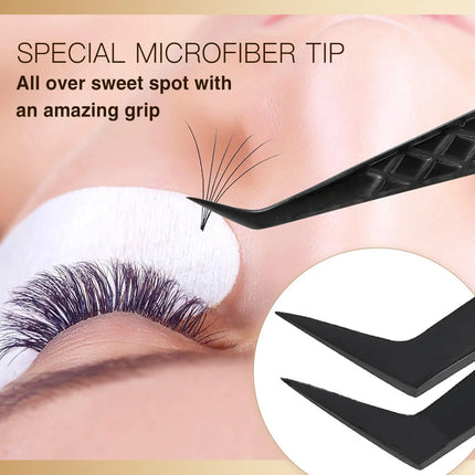 1pc/2/4/6pcs 3.0 Black Lash Tweezers for Eyelash Extensions Diamond Grip 90 Degree Tip Volume Lash Extension Tweezers