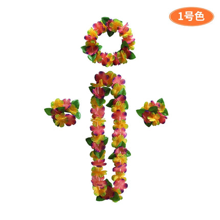 4pcs/lot Hawaiian Leis Garland Artificial Necklace Flowers Leis Party Supplies DIY Beach Fun wreath