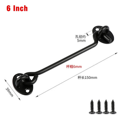 Stainless Steel Heavy Duty Privacy Hook and Eye Latch Lock with Screws Black Silver Barn Door Easy Locks Gate Latch Window Wind